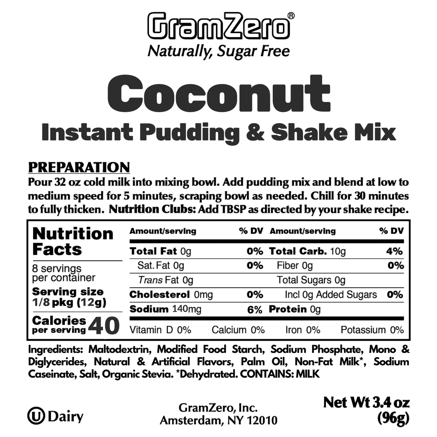 COCONUT Sugar Free Instant Pudding Mix 🥥 Protein Shake Flavor