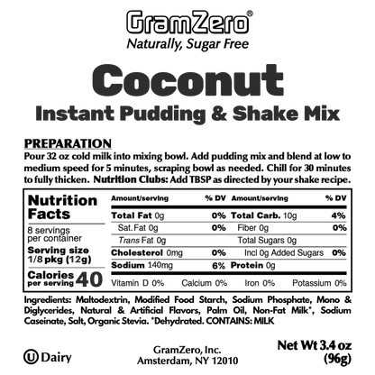 COCONUT Sugar Free Instant Pudding Mix 🥥 Protein Shake Flavor