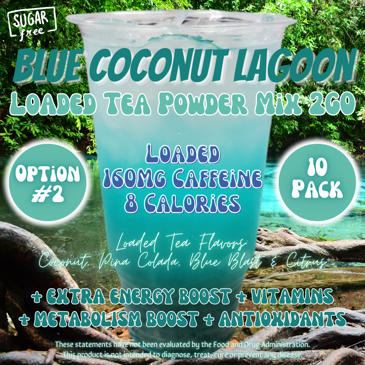 Loaded Tea Powder Mix Packets: Blue Coconut Lagoon 🥥