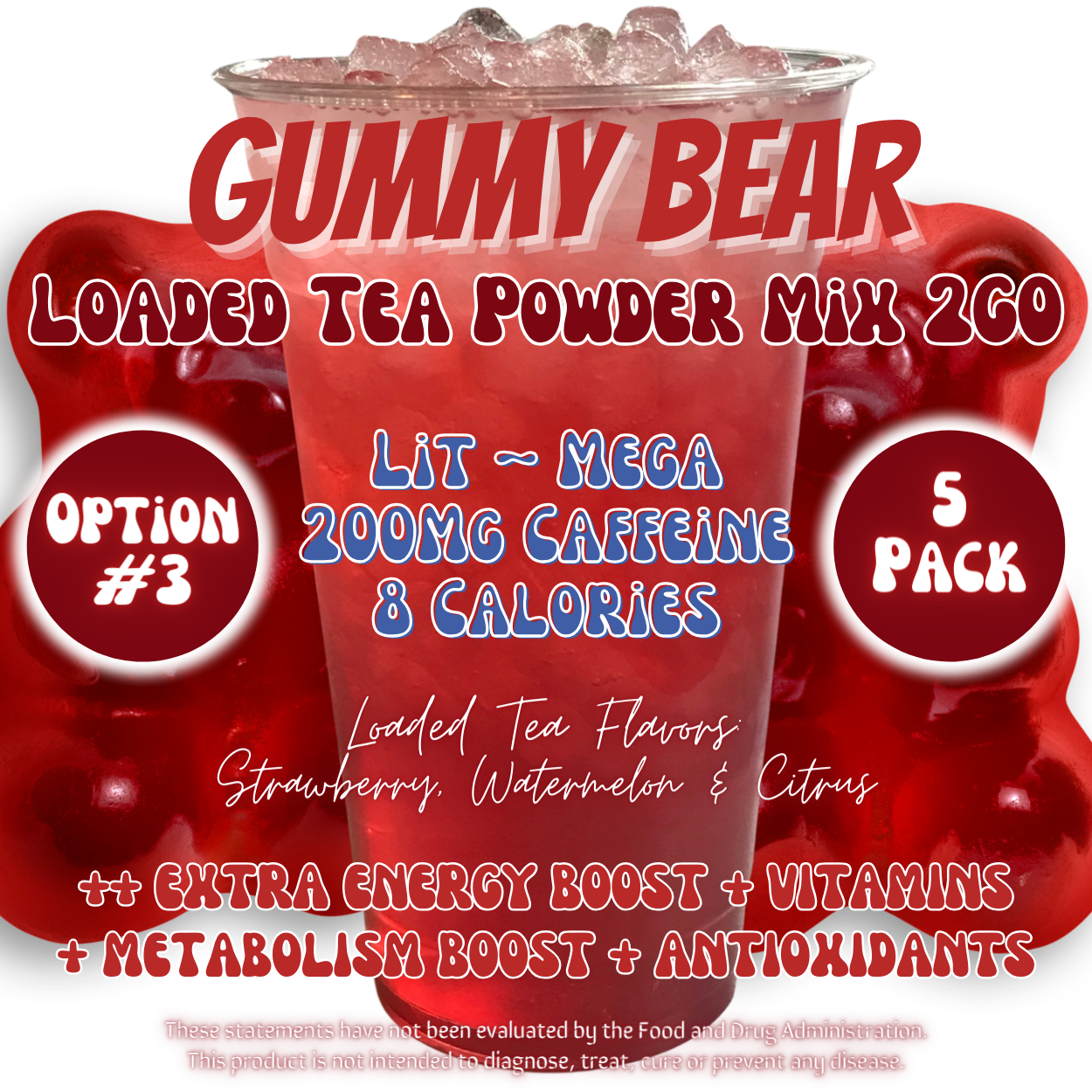 Loaded Tea Powder Mix Packets: Gummy Bear 🐻