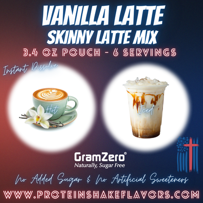 Skinny Latte Mix ☕ VANILLA Flavored Latte Powder Hot or Iced