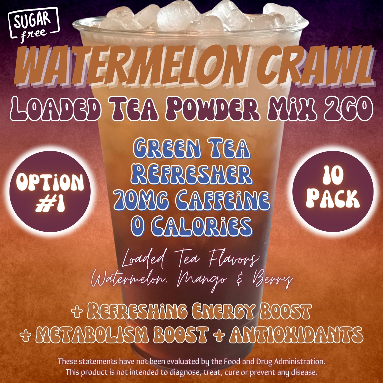 Loaded Tea Powder Mix Packets: Watermelon Crawl 🍉