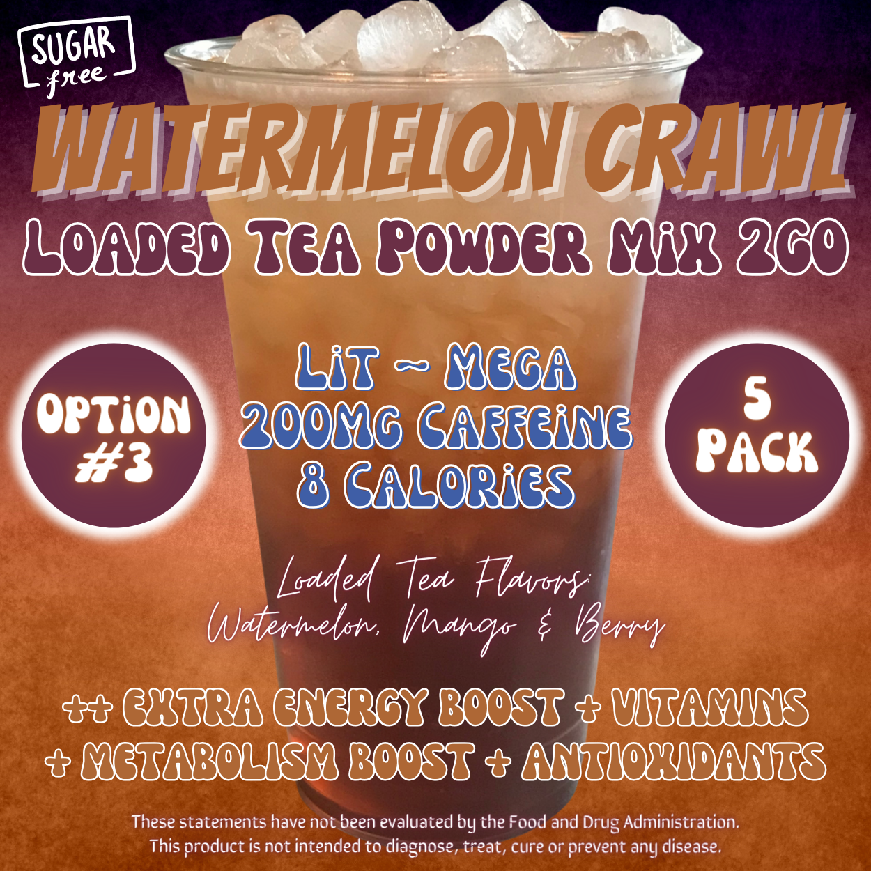 Loaded Tea Powder Mix Packets: Watermelon Crawl 🍉