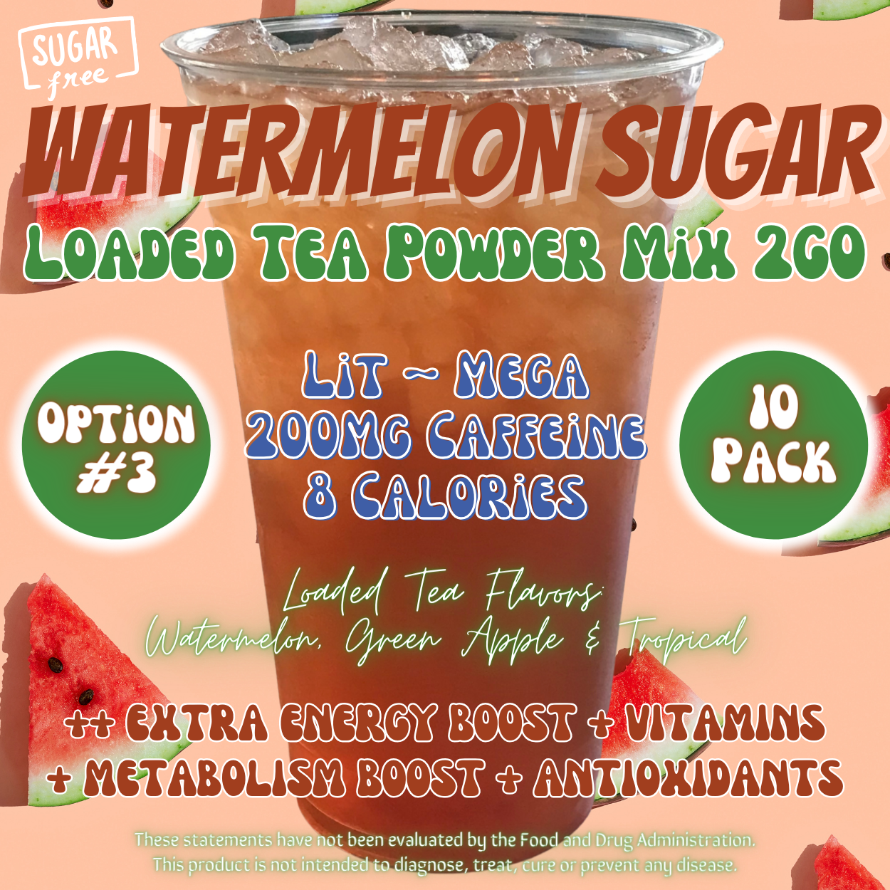 Loaded Tea Powder Mix Packets: Watermelon Sugar 🍉