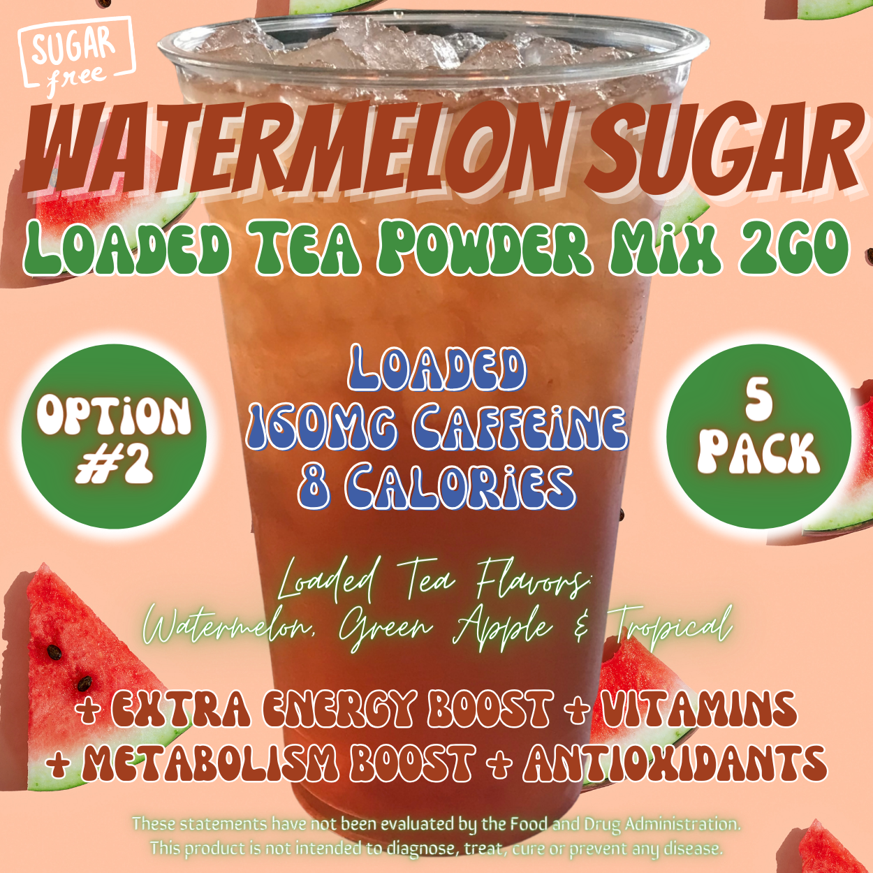 Loaded Tea Powder Mix Packets: Watermelon Sugar 🍉